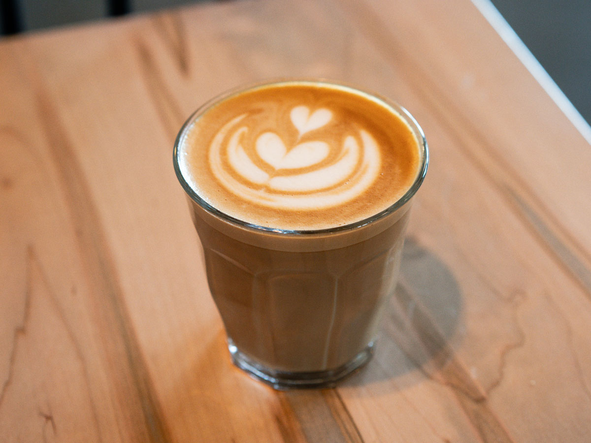 flat white sitting on table